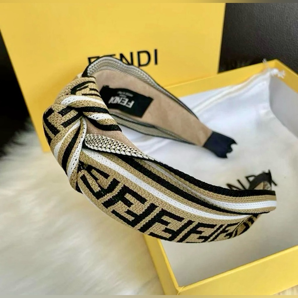 Fendi Beige and Black Patterned Headband
